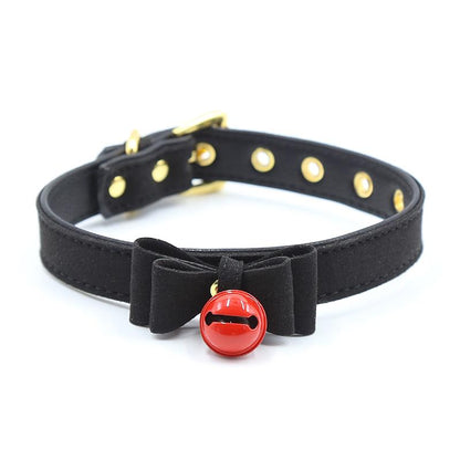 LATETOBED BDSM LINE - COLLAR CON LAZO Y CASCABEL 44 CM NEGRO/ROJO