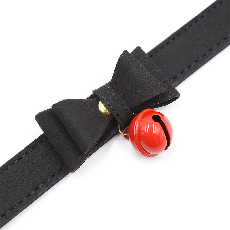 LATETOBED BDSM LINE - COLLAR CON LAZO Y CASCABEL 44 CM NEGRO/ROJO
