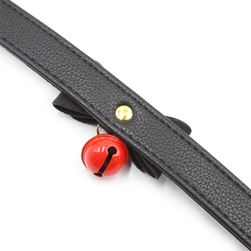 LATETOBED BDSM LINE - COLLAR CON LAZO Y CASCABEL 44 CM NEGRO/ROJO