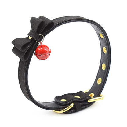 LATETOBED BDSM LINE - COLLAR CON LAZO Y CASCABEL 44 CM NEGRO/ROJO