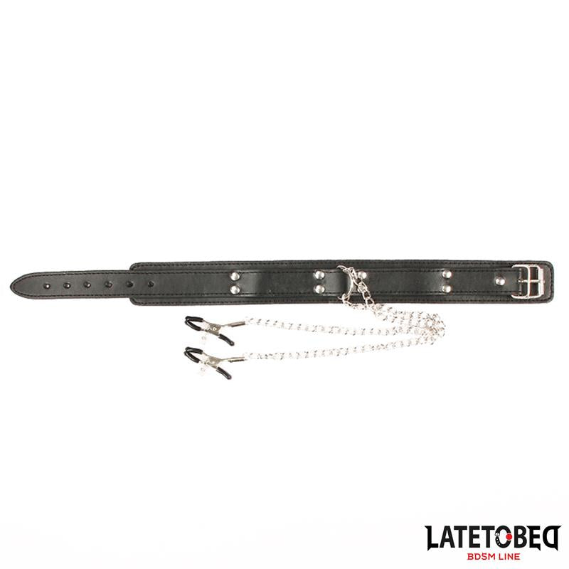 LATETOBED BDSM LINE - COLLAR CON PINZAS PARA LOS PEZONES