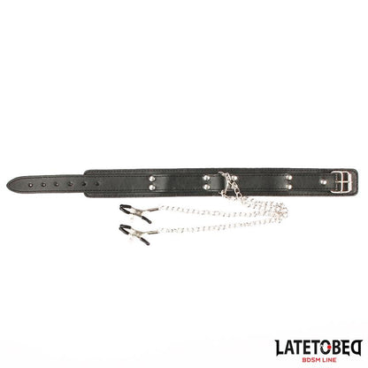 LATETOBED BDSM LINE - COLLAR CON PINZAS PARA LOS PEZONES