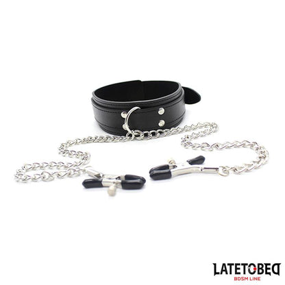 LATETOBED BDSM LINE - COLLAR CON PINZAS PARA LOS PEZONES