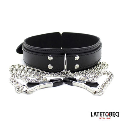 LATETOBED BDSM LINE - COLLAR CON PINZAS PARA LOS PEZONES