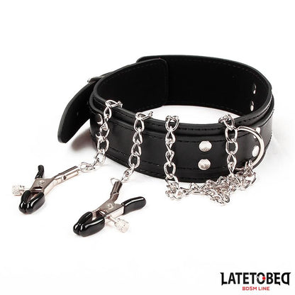 LATETOBED BDSM LINE - COLLAR CON PINZAS PARA LOS PEZONES