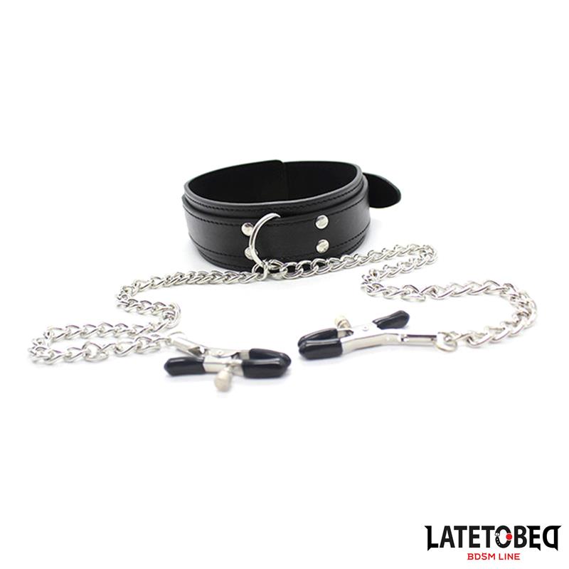 LATETOBED BDSM LINE - COLLAR CON PINZAS PARA LOS PEZONES