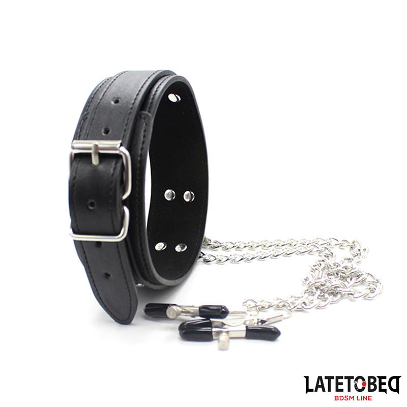 LATETOBED BDSM LINE - COLLAR CON PINZAS PARA LOS PEZONES