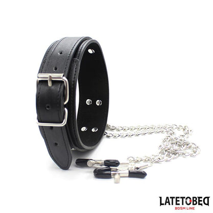 LATETOBED BDSM LINE - COLLAR CON PINZAS PARA LOS PEZONES