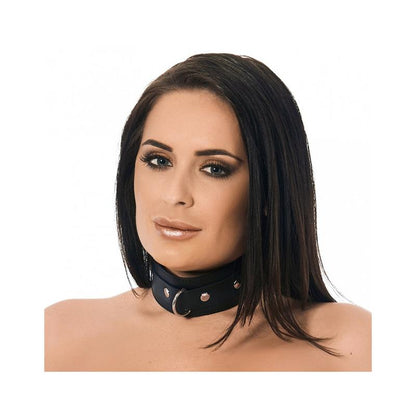 BONDAGE PLAY - COLLAR CUERO CON TACHUELAS Y ANILLA
