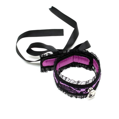 BONDAGE PLAY - COLLAR DE SATÉN PURPURA