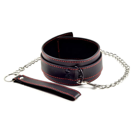 LOVETOY - COLLAR Y CORREA  BONDAGE NEGRO