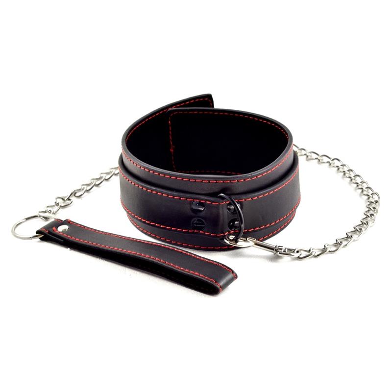 LOVETOY - COLLAR Y CORREA  BONDAGE NEGRO