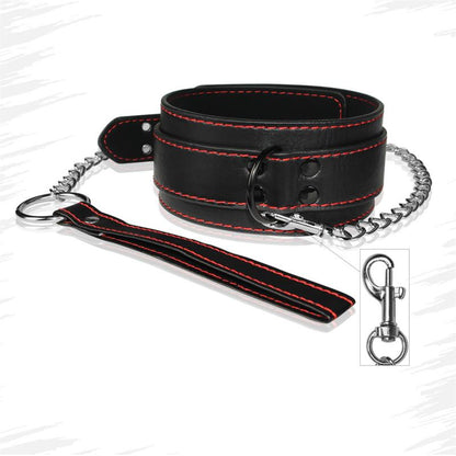 LOVETOY - COLLAR Y CORREA  BONDAGE NEGRO