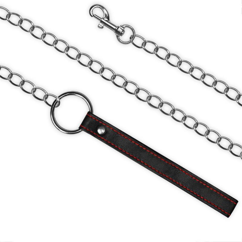 LOVETOY - COLLAR Y CORREA  BONDAGE NEGRO