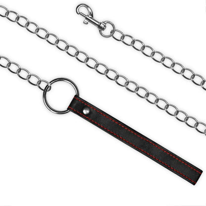 LOVETOY - COLLAR Y CORREA  BONDAGE NEGRO