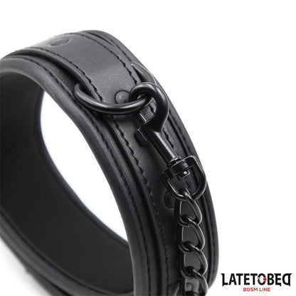 LATETOBED BDSM LINE - COLLAR Y CORREA NEOPRENO NEGRO