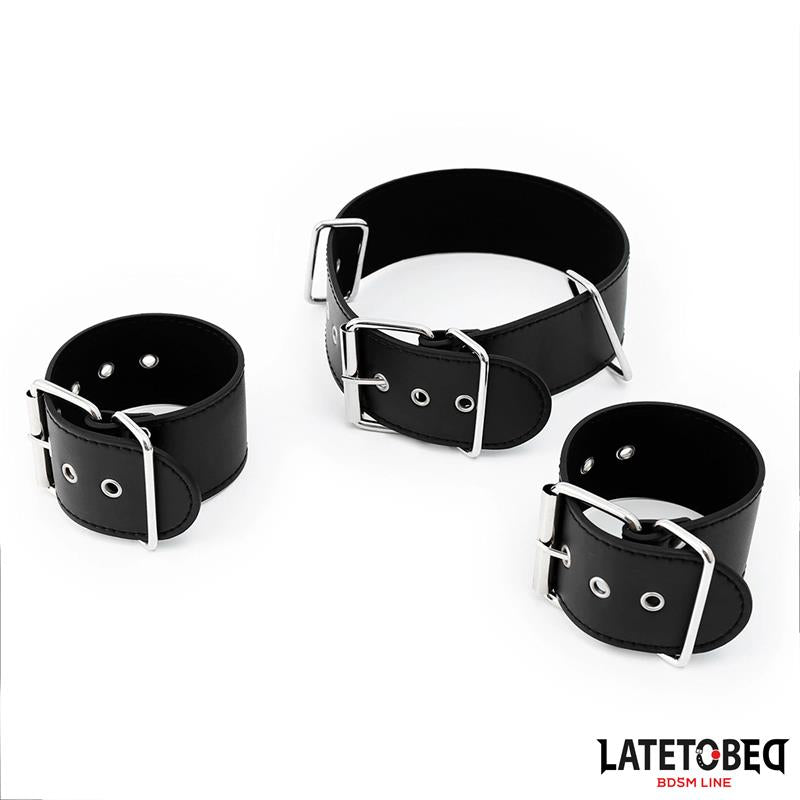 LATETOBED BDSM LINE - COLLAR Y ESPOSAS AJUSTABLES