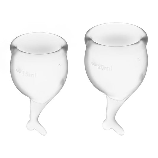 SATISFYER - COPAS MENSTRUALES FEEL SECURE TRANSPARENT PACK DE 2