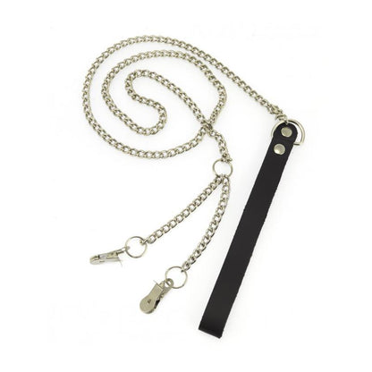 BONDAGE PLAY - CORREA METÁLICA CON PINZAS LABIOS VAGINALES 90CM