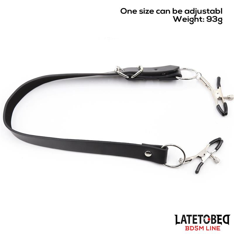 LATETOBED BDSM LINE - CORREAS DE BONDAGE PARA PIERNAS CON PINZAS PARA CLÍTORIS
