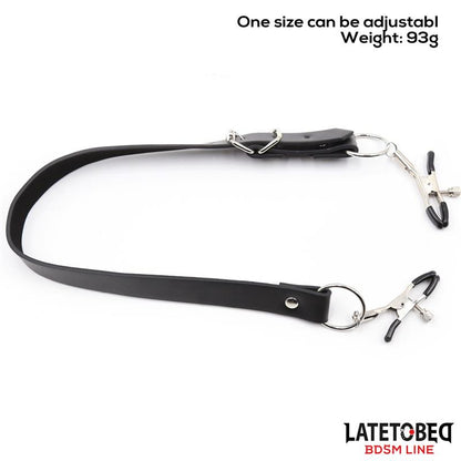 LATETOBED BDSM LINE - CORREAS DE BONDAGE PARA PIERNAS CON PINZAS PARA CLÍTORIS