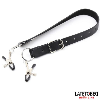 LATETOBED BDSM LINE - CORREAS DE BONDAGE PARA PIERNAS CON PINZAS PARA CLÍTORIS