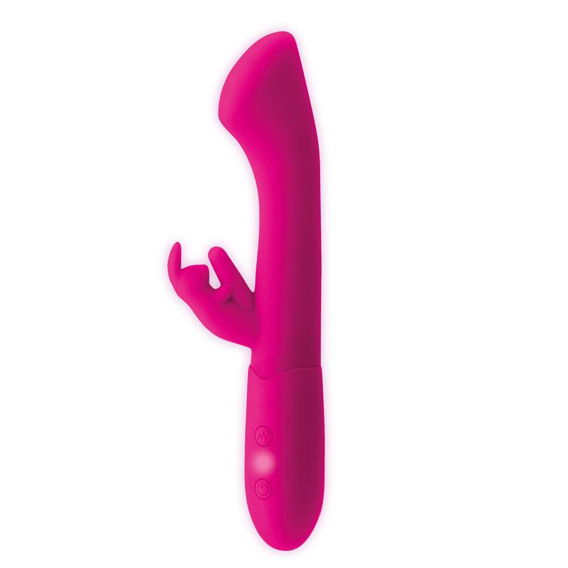 GOODIES - COTTON VIBRADOR PUNTO G Y CONEJITO USB SILICONA FUCHSIA