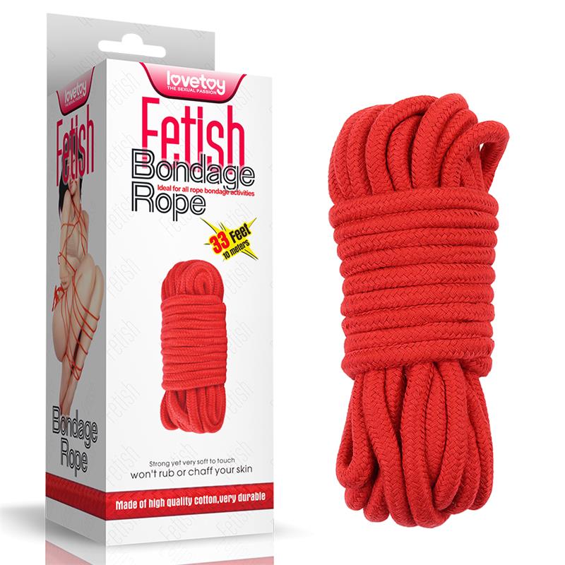 LOVETOY - CUERDA BONDAGE SUAVE ROJO