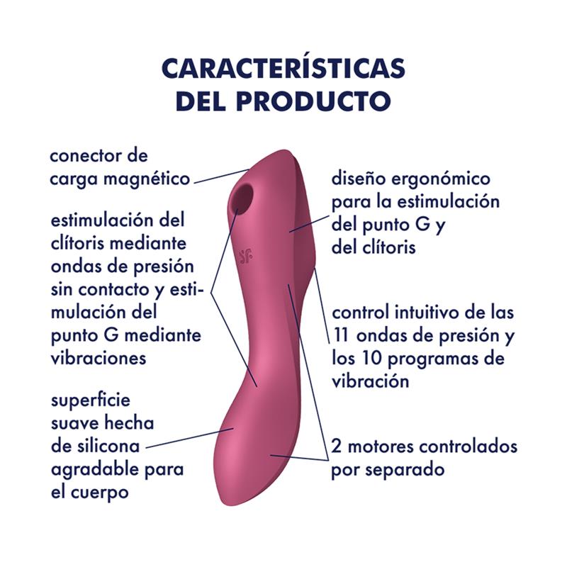 SATISFYER - CURVY TRINITY 3 VIBRADOR Y SUCCIONADOR TRIPLE ESTIMULACIÓN USB ROJO