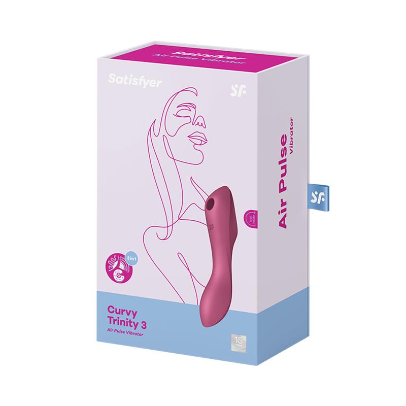 SATISFYER - CURVY TRINITY 3 VIBRADOR Y SUCCIONADOR TRIPLE ESTIMULACIÓN USB ROJO
