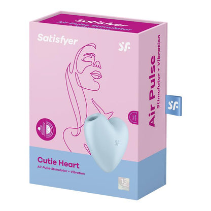 SATISFYER - CUTIE HEART SUCCIONADOR DE CLÍTORIS Y VIBRACIÓN AZUL