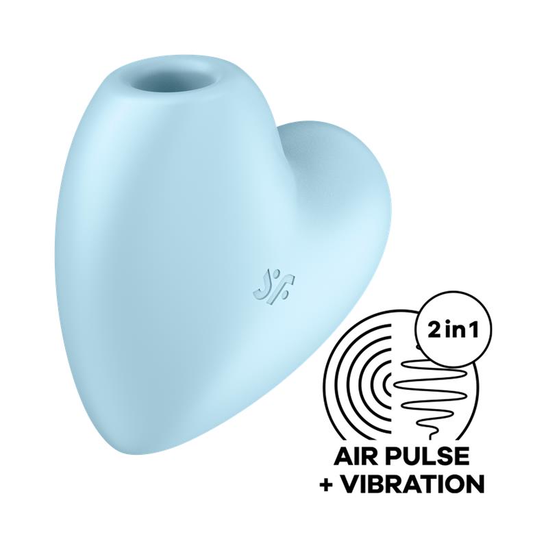 SATISFYER - CUTIE HEART SUCCIONADOR DE CLÍTORIS Y VIBRACIÓN AZUL