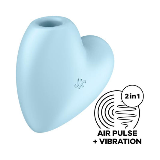 SATISFYER - CUTIE HEART SUCCIONADOR DE CLÍTORIS Y VIBRACIÓN AZUL