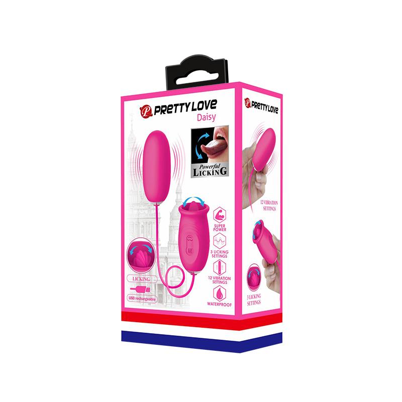 PRETTYLOVE - DAISY HUEVO VIBRADOR Y LENGUA ESTIMULADORA ROSA