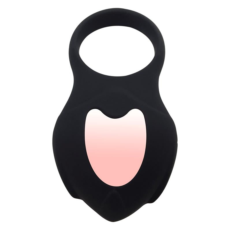 INTOYOU - DARKBLACK ANILLO VIBRADOR CON LED CONTROL REMOTO USB SILICONA