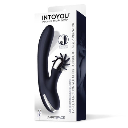 INTOYOU - DARKSPACE VIBRADOR CON LENGUAS ROTADORA Y MOVIMIENTO FINGER AZUL