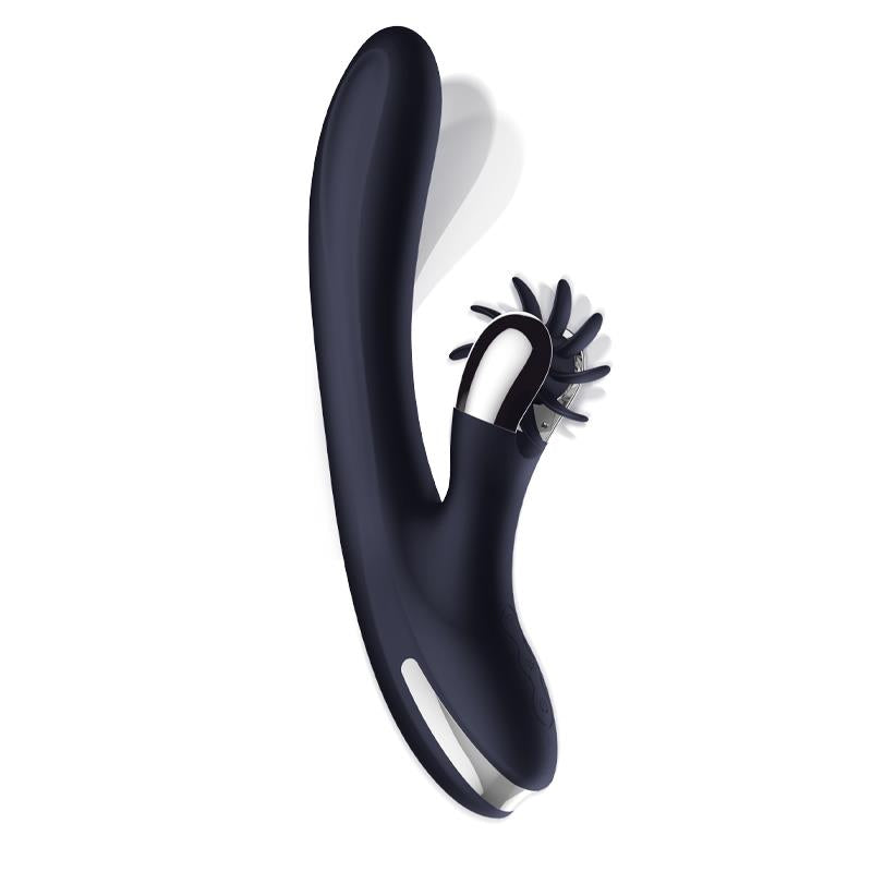 INTOYOU - DARKSPACE VIBRADOR CON LENGUAS ROTADORA Y MOVIMIENTO FINGER AZUL
