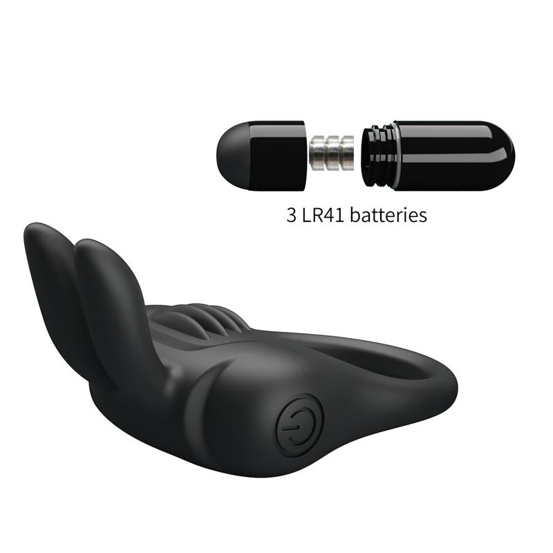 PRETTYLOVE - DAVION ANILLO PARA EL PENE CON VIBRACIÓN Y CONEJITO