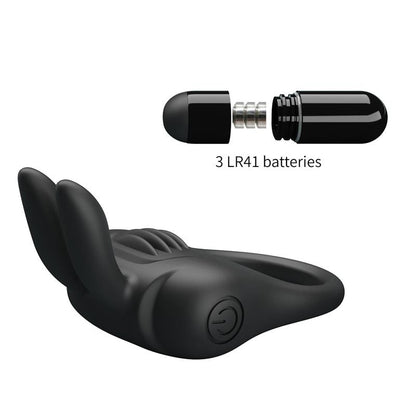 PRETTYLOVE - DAVION ANILLO PARA EL PENE CON VIBRACIÓN Y CONEJITO