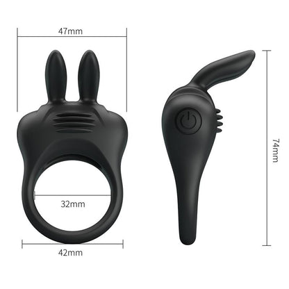 PRETTYLOVE - DAVION ANILLO PARA EL PENE CON VIBRACIÓN Y CONEJITO