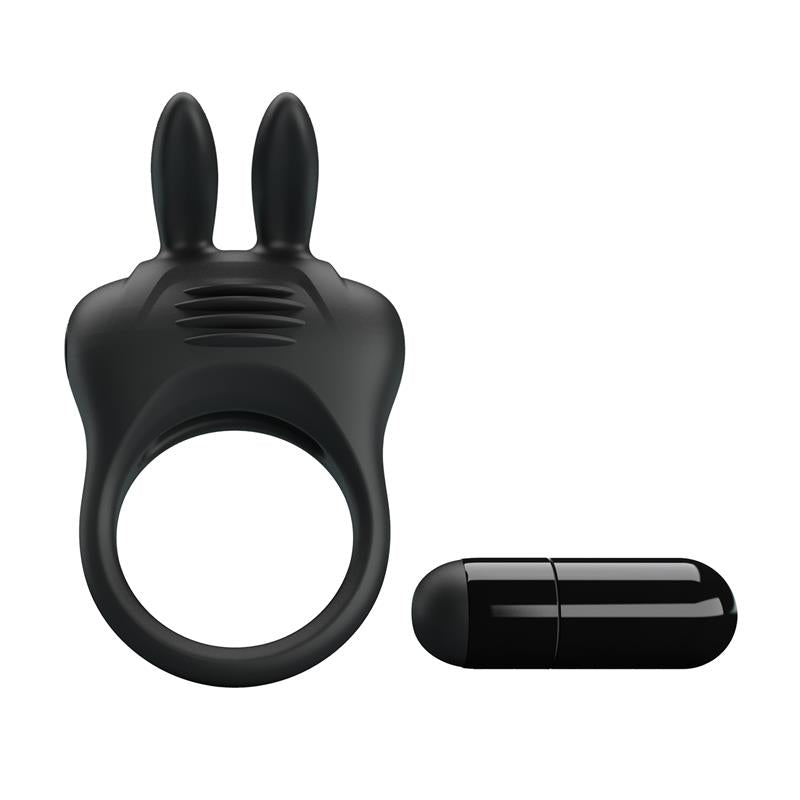 PRETTYLOVE - DAVION ANILLO PARA EL PENE CON VIBRACIÓN Y CONEJITO