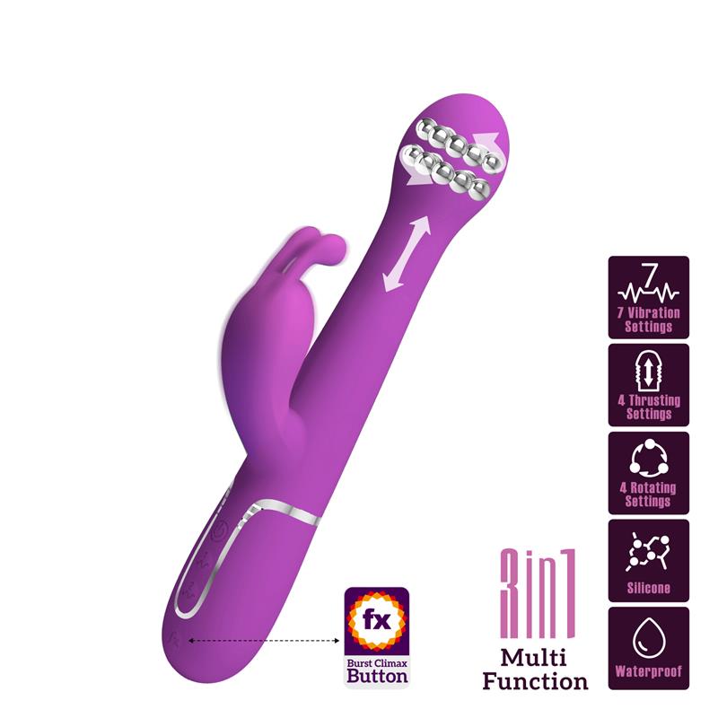 PRETTYLOVE - DEJON VIBRADOR CON THRUSTING Y ROTACIÓN TWINKLED