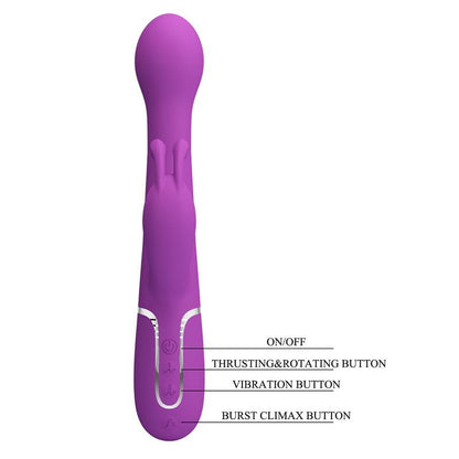 PRETTYLOVE - DEJON VIBRADOR CON THRUSTING Y ROTACIÓN TWINKLED