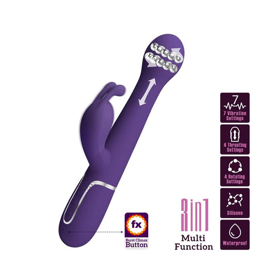 PRETTY LOVE - DEJON VIBRADOR RABBIT 3 EN 1 MULTIFUNCIÓN MORADO
