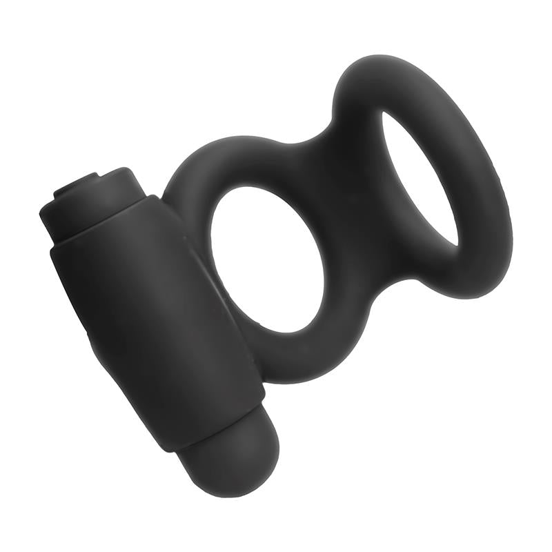 TARDENOCHE - DENVER ANILLO DOBLE CON BALA VIBRADORA USB SILICONA NEGRO