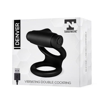 TARDENOCHE - DENVER ANILLO DOBLE CON BALA VIBRADORA USB SILICONA NEGRO