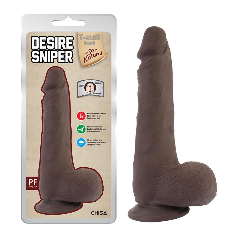 CHISA - DESIRE SNIPER DILDO DUAL DENSITY MARRÓN 23CM