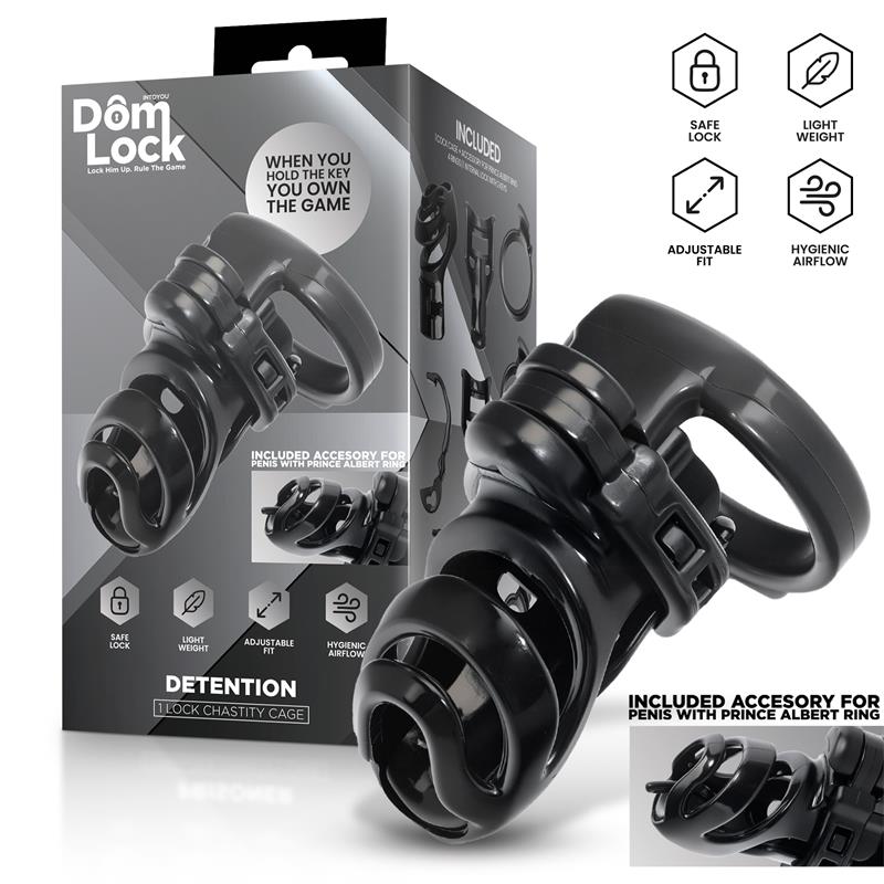 DOMLOCK - DETENTION JAULA PARA EL PENE CON ACCESORIO PARA PRINCE ALBERT