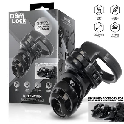 DOMLOCK - DETENTION JAULA PARA EL PENE CON ACCESORIO PARA PRINCE ALBERT
