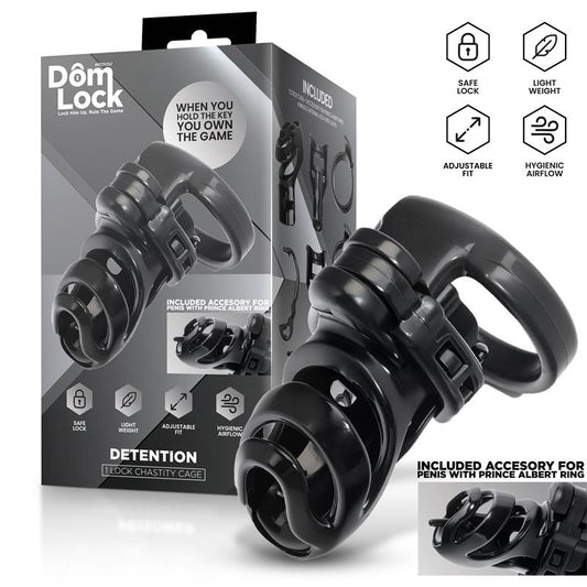 DOMLOCK - DETENTION JAULA PARA EL PENE CON ACCESORIO PARA PRINCE ALBERT